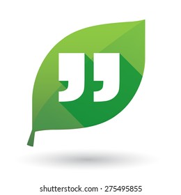 Illustration of a green leaf icon with quotes