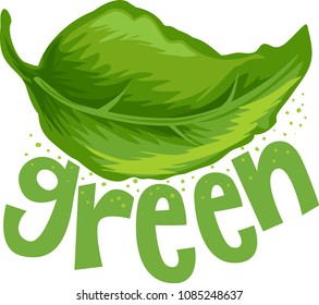 Illustration of a Green Leaf with a Green Lettering Below