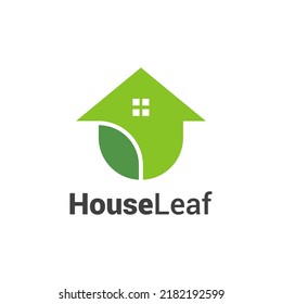 Illustration Green leaf on House sign Logo Design vector