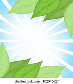 Illustration of a green leaf template