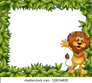 Illustration Of A Green Leafy Border With A Lion