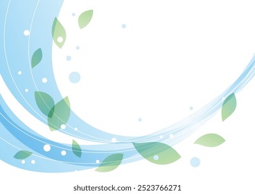 Illustration of green leaves dancing in the wind, vector illustration