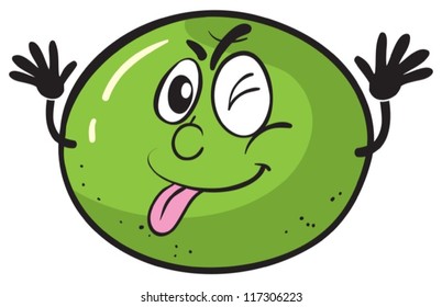 illustration of a green lemon on a white background