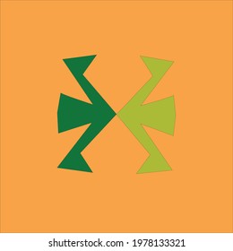 illustration of a green and light green arrow vector image on an orange background
