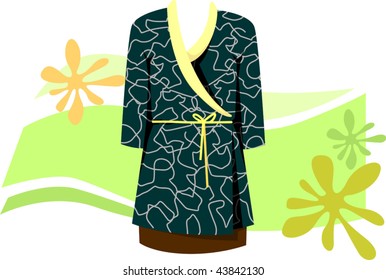 Illustration of green men coat with green background	