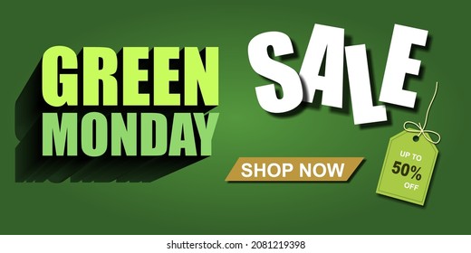 Illustration of Green Monday sale banner. Green Monday sale background .