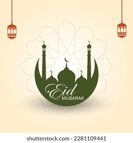 An illustration of a green moon and eid mubarak with a green moon and eid mu mu mubarak.