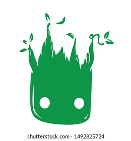 illustration of green mosnter, sticker,tshirt print, vector illustration