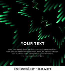 Illustration of green musical bar showing volume. Green music equalizer sound waves background. Vector illustration. Graphic Design Editable For Your Design. Text template.