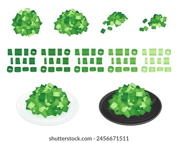 Illustration of green onion cut into small pieces_Condiment