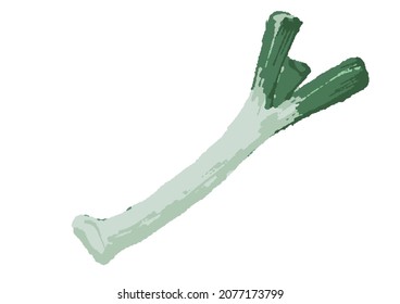 Illustration of green onions with a rough and warm touch
