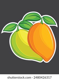 illustration of a green and orange mango