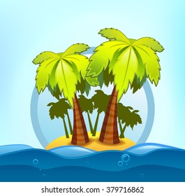 Illustration of green palms