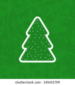 Illustration green paper cut-out christmas tree - vector 