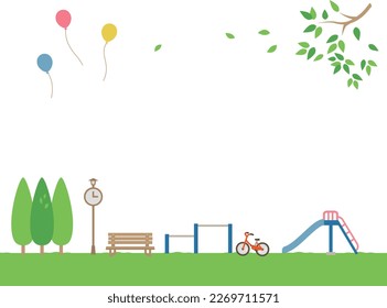 Illustration of a green park background material