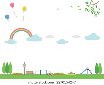 Illustration of a green park background material