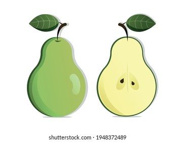 Illustration of a green pear from different sides