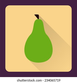 Illustration of green pear. Pear flat icon. Flat design icon EPS10 vector. Pear for web, design, logo, decoration, game