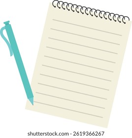 Illustration of a green pen and notepad