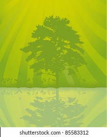 illustration with green plant background
