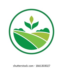 icono de la plantación verde de la finca, diseño de vectores de logotipo plano