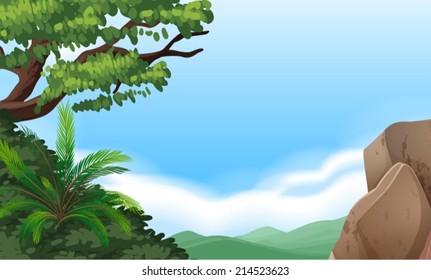 Illustration of the green plants and the beautiful view of the sky