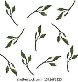 illustration with green plants ideal for textiles and for decorating the background and for the office