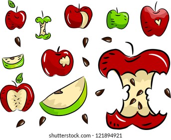 Illustration of Green and Red Apple Design Elements