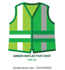 Illustration of green reflective vest isolated on white