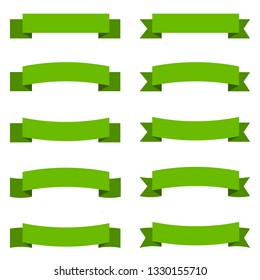 Illustration of green ribbons. Flat design ribbons.