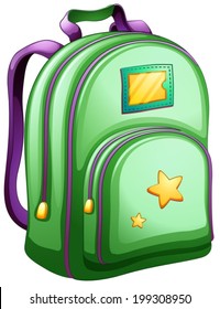 Illustration of a green schoolbag on a white background