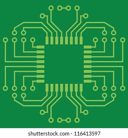 Illustration of Green Seamless Printed Circuit Board