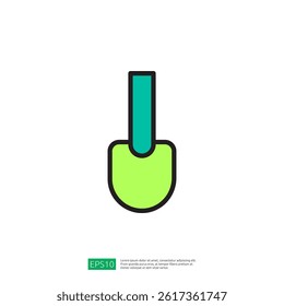 Illustration of a Green Shovel Icon Designed for Farming and Gardening Activities Representing Agricultural Tools and Outdoor Work