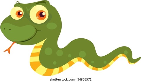 illustration of green snake on white