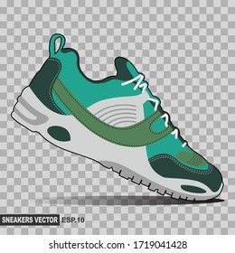 illustration of green sneakers. shoe vector that can be used as an additional design. vector