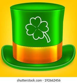 illustration, green St. Patrick's Day hat with clover
