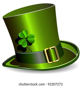 illustration, green St. Patrick's Day hat with clover