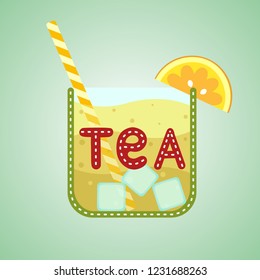 Illustration of green tea. Idea of pocket for t-shirt. Vector. Isolated on background. Flat style.