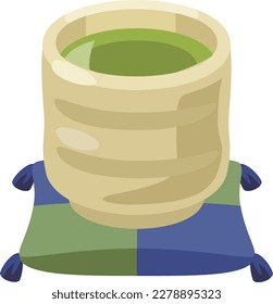 Illustration of green tea_cologne and cute simple dish vector illustration