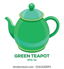 Illustration of Green teapot Isolated on white