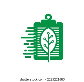 ilustración de la plantilla de diseño del logotipo del programa de tecnología verde. combinación de símbolo rápido, calendario planificador, hoja y símbolo de electricidad. color verde claro.