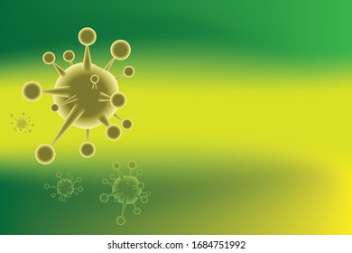 Illustration of green tone virus like shape on yellow green holographic background