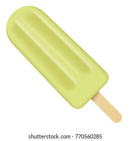 Illustration of a green toothpick ice cream, lemon popsicle, detox. Ideal for catalogs, information and institutional material