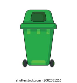 Illustration green trash can flat design file vector