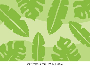 Illustration of green tropical leaves arranged as a seamless pattern. Perfect for nature-inspired backgrounds, decor, and artistic projects.