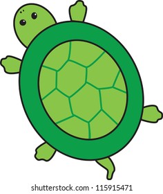 An illustration of a green turtle.