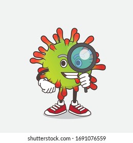 An illustration of Green Virus cartoon mascot character as Detective design