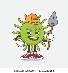 An illustration of Green Virus cartoon mascot character as cool miner
