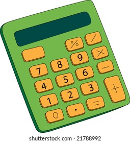 illustration of a green and yellow calculator