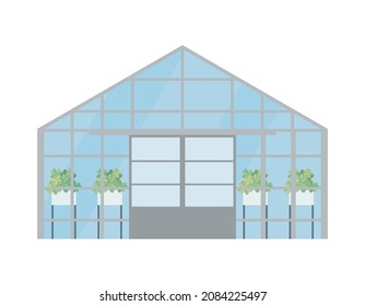 Illustration of greenhouse, green house. Agriculture. White background.